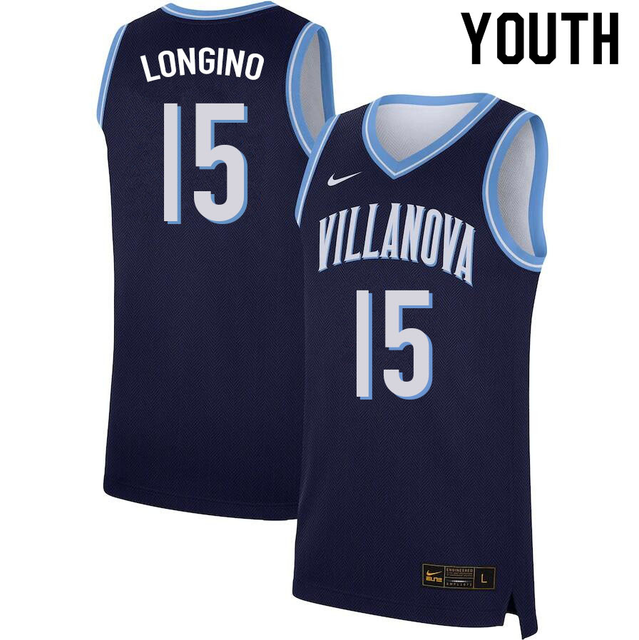 Youth #15 Jordan Longino Willanova Wildcats College Basketball Jerseys Sale-Navy - Click Image to Close